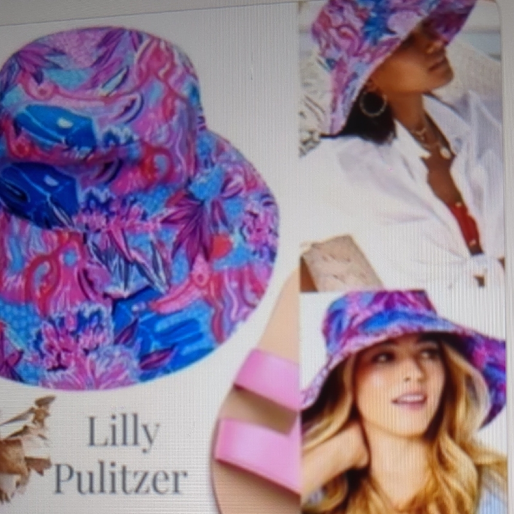 Lilly Pulitzer NWOT Sun Hat Ruby Red Wild Times - Picture 3 of 7